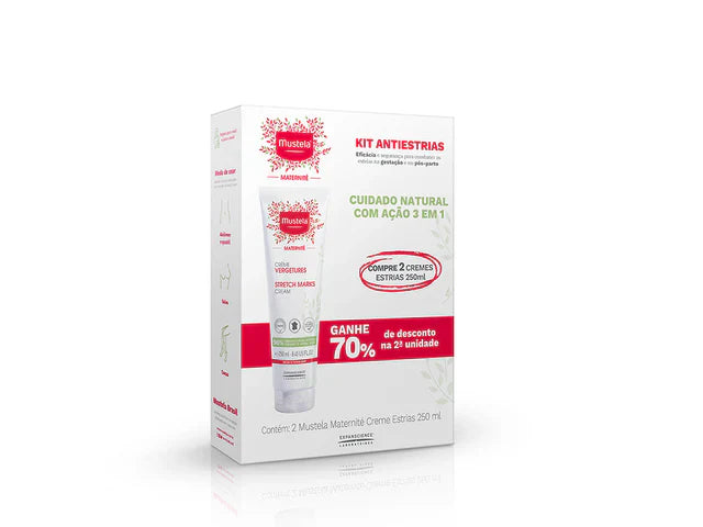 Kit Prevenção de Estrias – 2 Mustela Maternité Creme Estrias 250 ml com 70% na 2ª unidade